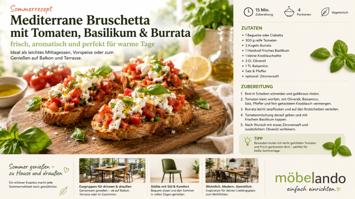 Mediterrane Bruschetta mit Tomaten, Basilikum &amp; Burrata – das perfekte Sommergericht - Mediterrane Bruschetta mit Burrata | Sommerrezept