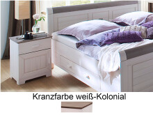 Nachtkommode >Malmö I< in Weiß/Rustikal aus Massivholz - 48x60x42cm (BxHxT)