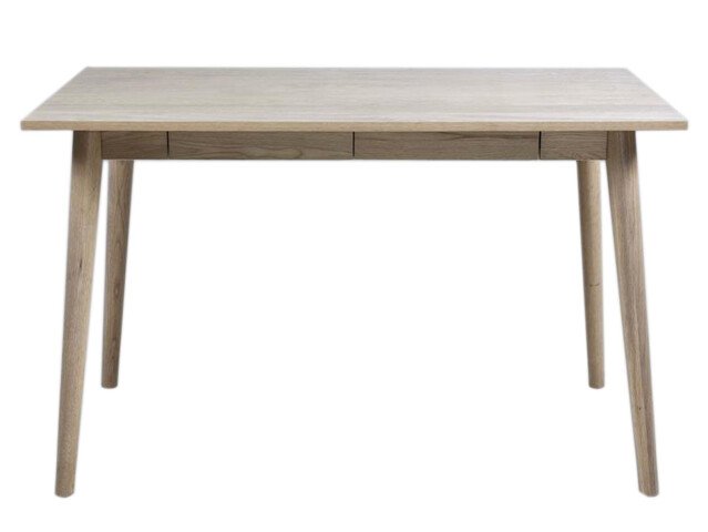 Schreibtisch >Marta< in Eiche mit weiß pigmentiertem Lack - 120x75x60 (BxHxT)