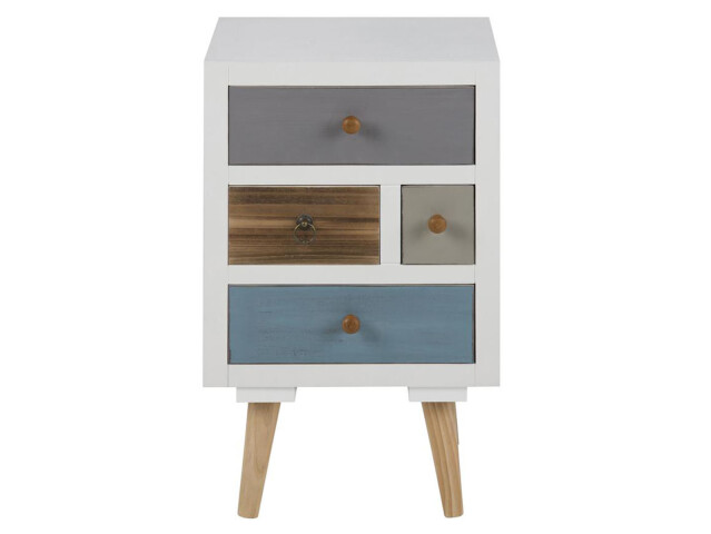 Nachttisch >Thea< in Weiß aus Holz - 36x59x30cm (BxHxT)