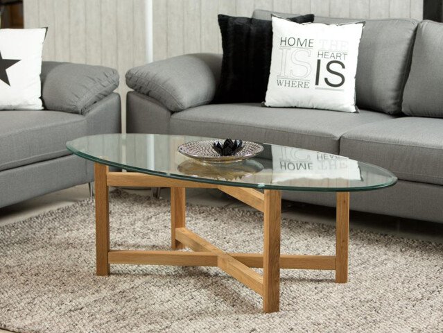 Couchtisch >Melvin< in Eiche aus Glas - 140x45x65cm (BxHxT)