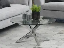 Couchtisch >Hella< in Chromfarben aus Glas -...