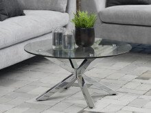 Couchtisch >Hella< in Chromfarben aus Glas -...