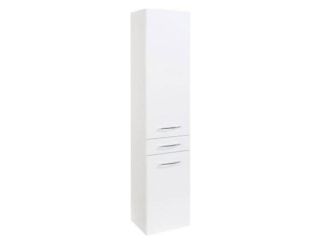Seitenschrank >Graphit< in Weiß Hochglanz aus MDF - 40x180x35cm (BxHxT)