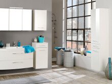 Seitenschrank >Graphit< in Weiß Hochglanz aus MDF - 40x180x35cm (BxHxT)
