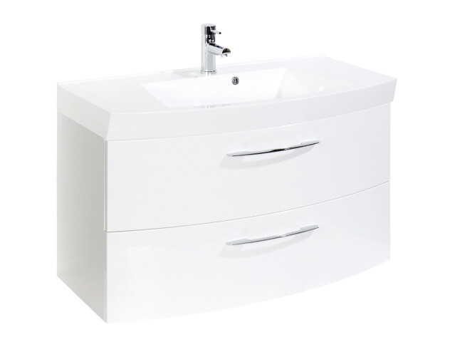 Waschtisch-Set >Graphit< in Weiß Hochglanz aus MDF - 100x54x47cm (BxHxT)