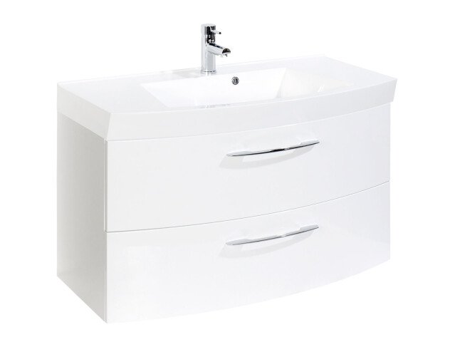 Waschtisch-Set >Graphit< in Weiß Hochglanz aus MDF - 100x54x47cm (BxHxT)