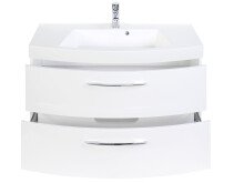 Waschtisch-Set >Graphit< in Weiß Hochglanz aus MDF - 100x54x47cm (BxHxT)