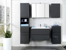 Unterschrank >Cleo I< in Grau/Hochglanz aus MDF - 40x79x35cm (BxHxT)
