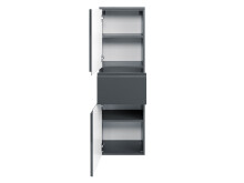 Midischrank >Cleo I< in Grau/Hochglanz aus MDF - 40x130x35cm (BxHxT)