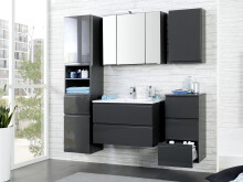Midischrank >Cleo I< in Grau/Hochglanz aus MDF - 40x130x35cm (BxHxT)