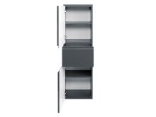 Midischrank >Cleo I< in Grau/Hochglanz aus MDF - 40x130x35cm (BxHxT)