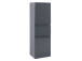 Midischrank >Cleo I< in Grau/Hochglanz aus MDF - 40x130x35cm (BxHxT)