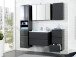Midischrank >Cleo I< in Grau/Hochglanz aus MDF - 40x130x35cm (BxHxT)