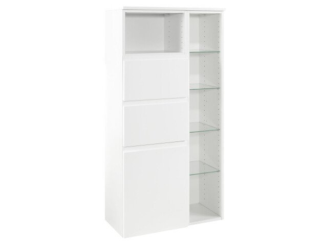 Midischrank >Cleo II< in Weiß aus MDF - 65x130x35cm (BxHxT)