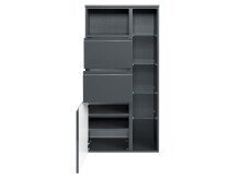Midischrank >Cleo II< in Grau/Hochglanz aus MDF - 65x130x35cm (BxHxT)