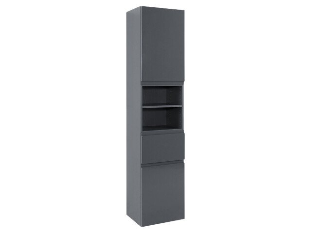 Seitenschrank >Cleo I< in Grau/Hochglanz aus MDF - 40x180x35cm (BxHxT)