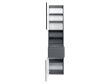 Seitenschrank >Cleo I< in Grau/Hochglanz aus MDF - 40x180x35cm (BxHxT)