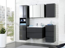 Seitenschrank >Cleo I< in Grau/Hochglanz aus MDF - 40x180x35cm (BxHxT)