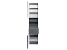 Seitenschrank >Cleo I< in Grau/Hochglanz aus MDF - 40x180x35cm (BxHxT)