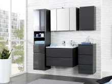 Seitenschrank >Cleo I< in Grau/Hochglanz aus MDF - 40x180x35cm (BxHxT)