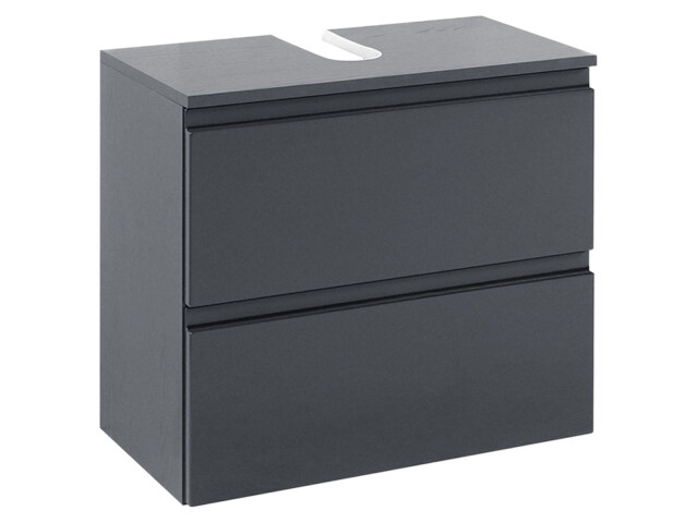 Waschbeckenunterschrank >Cleo I< in Grau/Hochglanz aus MDF - 60x53x35cm (BxHxT)