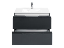Waschtisch-Set >Cleo I< in Grau/Hochglanz aus MDF - 60x56x47cm (BxHxT)