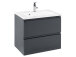 Waschtisch-Set >Cleo I< in Grau/Hochglanz aus MDF - 60x56x47cm (BxHxT)
