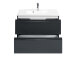 Waschtisch-Set >Cleo I< in Grau/Hochglanz aus MDF - 60x56x47cm (BxHxT)