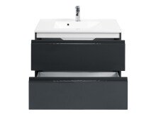 Waschtisch-Set >Cleo I< in Grau/Hochglanz aus MDF - 80x56x47cm (BxHxT)