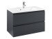 Waschtisch-Set >Cleo I< in Grau/Hochglanz aus MDF - 80x56x47cm (BxHxT)