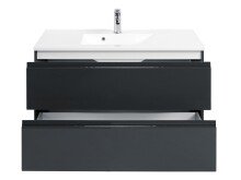 Waschtisch-Set >Cleo I< in Grau/Hochglanz aus MDF - 100x56x47cm (BxHxT)