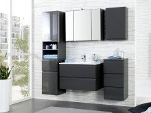 Waschtisch-Set >Cleo I< in Grau/Hochglanz aus MDF - 100x56x47cm (BxHxT)