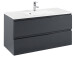 Waschtisch-Set >Cleo I< in Grau/Hochglanz aus MDF - 100x56x47cm (BxHxT)