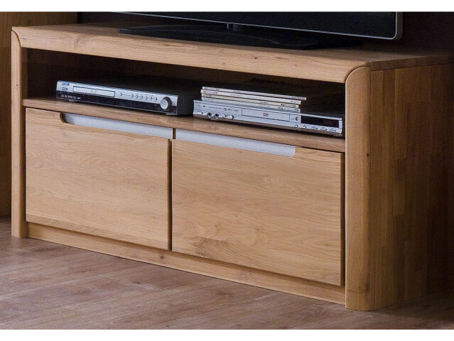 TV-Board >Flero< in Wildeiche/biancoton aus Massivholz - 114x55x46cm (BxHxT)