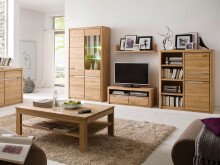 Wandboard >Flero< in Wildeiche/biancoton aus Massivholz - 114x20x25cm (BxHxT)