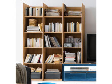 Regal >Flero I< in Wildeiche/biancoton aus Massivholz - 143x190x35cm (BxHxT)