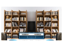 Regal >Flero I< in Wildeiche/biancoton aus Massivholz - 143x190x35cm (BxHxT)