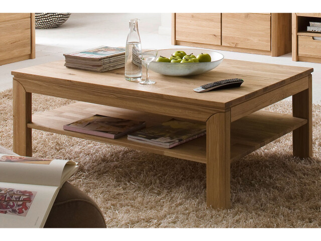 Couchtisch >Flero< in Wildeiche/biancoton aus Massivholz - 80x45x120cm (BxHxT)