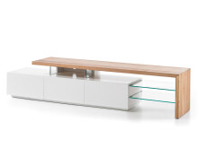 TV-Board >Aloa< in weiß matt aus Massivholz - 204x44x40cm (BxHxT)