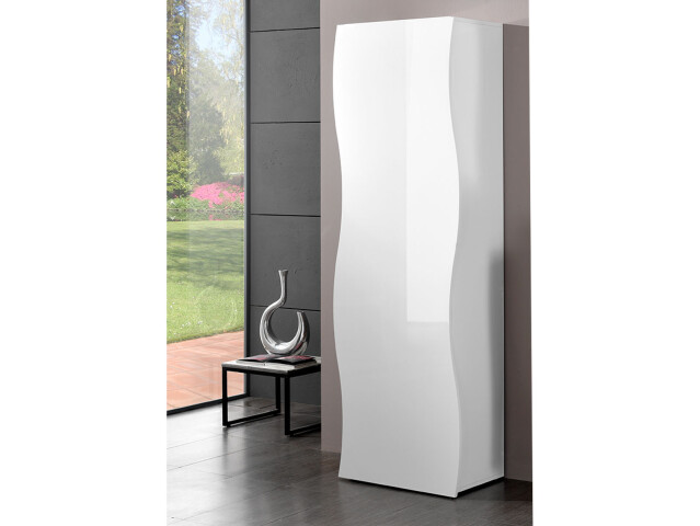Garderobenschrank >Onda< in Weiß/Hochglanz - 63x185x40cm (BxHxT)
