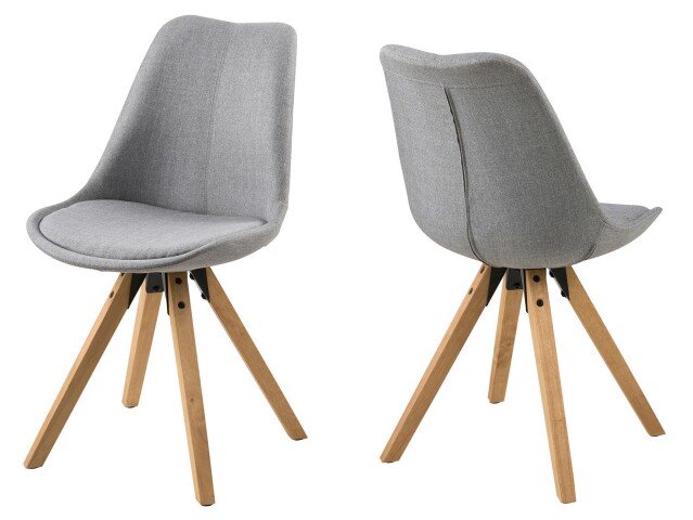 Esszimmerstuhl >Diva I< (2er Set) in hellgrau aus Stoff - 48,5x85x55cm (BxHxT)