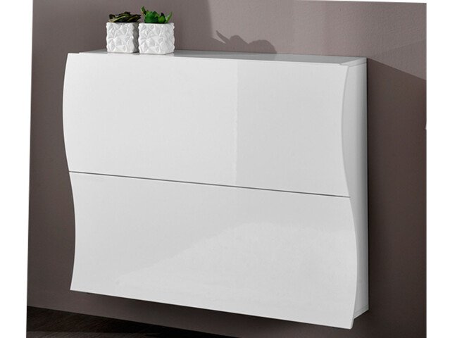 Schuhschrank >Onda< in Weiß/Hochglanz - 101x82x27cm (BxHxT)