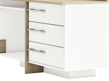 Eckschreibtisch >Thales< in Weiß - 128,8x83,2x105,7cm (BxHxT)