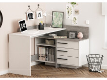 Eckschreibtisch >Thales< in Weiß - 128,8x83,2x105,7cm (BxHxT)