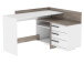 Eckschreibtisch >Thales< in Weiß / Eiche dunkel - 128.8x83.2x105.7cm (BxHxT)