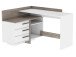 Eckschreibtisch >Thales< in Weiß / Eiche dunkel - 128.8x83.2x105.7cm (BxHxT)