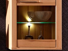 Wohnwand >Nature Plus< in Kernbuche aus Glas - 260x194x45cm (BxHxT)