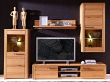 Wohnwand >Nature Plus< in Kernbuche aus Glas -...