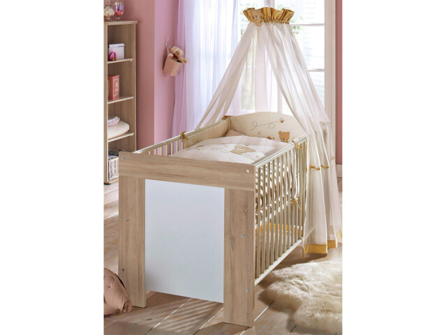 Babybett >Jennie I< in Eiche sägerau - 78x82x144cm (BxHxT)